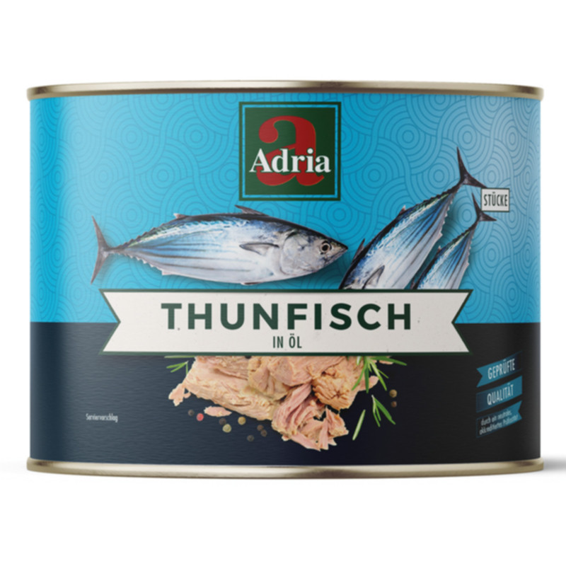 Adria Thunfisch Chunks in Öl 1705 g hochwertiger Thunfisch für Salate und Küche